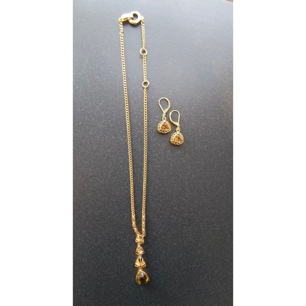 Vintage Givenchy Gold Tone Amber Crystal‎ Necklace and Leverback Earrings Set - Picture 9 of 12